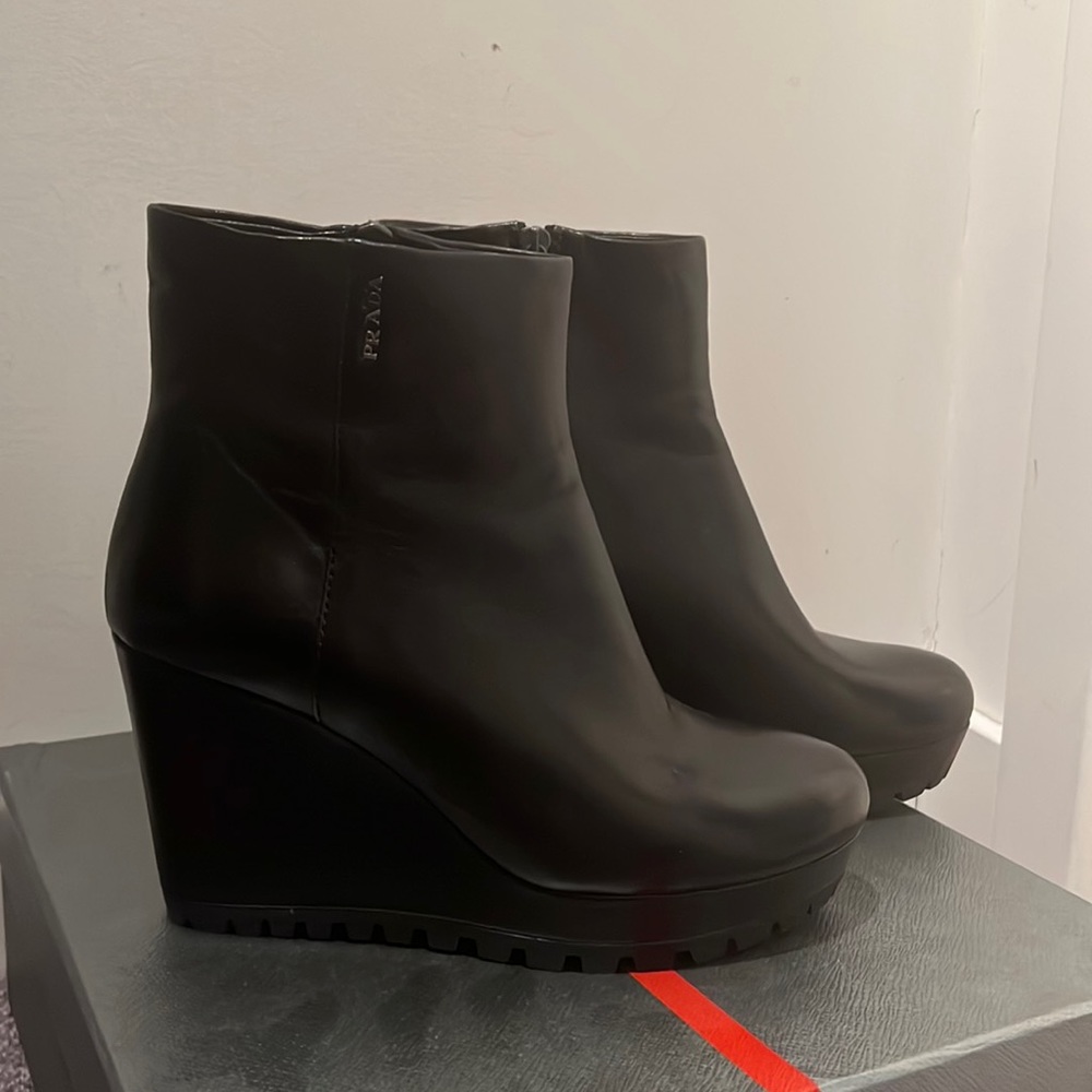 Authentic PRADA wedge bootie